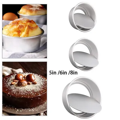 5/6/8 Inch Round Cake Tin Loose Base Bottom Deep Baking Pans Tier Wedding Party • £7.54