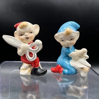 $31.89 • Buy VTG GNCO Salt And Pepper Shakers Ceramic Sewing Scissors Worker  Elves Japan 4 