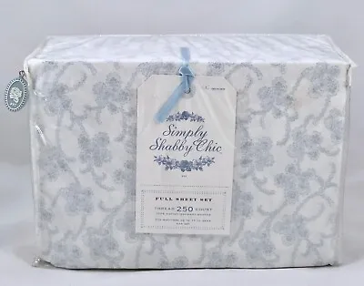 Rachel Ashwell Simply Shabby Chic BRITISH ROSE Blue Lace Floral FULL Sheet Set • $199.99