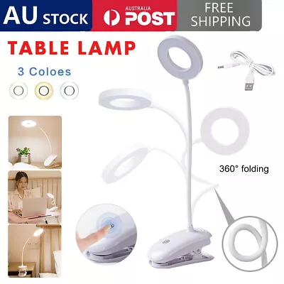 USB Flexible Clamp Clip-On LED Light Reading Table Desk Bed Bedside Night Lamp • $12.83