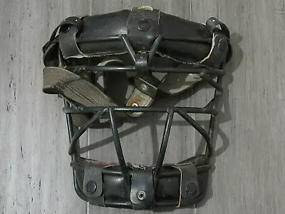 Skor Vintage Black Baseball Sports Catchers Mask Metal With Leather Cushions • $40.96