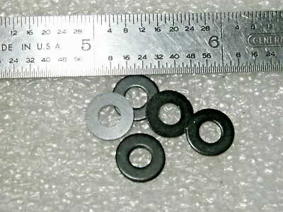 PLAIN FLAT WASHERS  #10 ID X 7/16  OD  STEEL  BLACK OXIDE  - 100 Pcs • $9.55