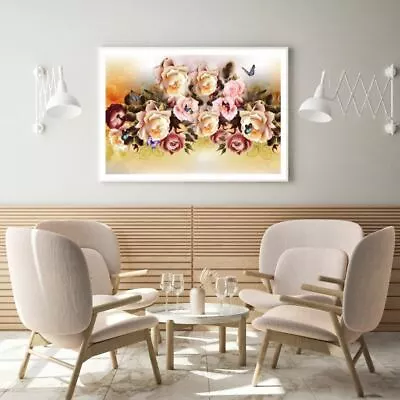 Flowers & Butterflies 3D Design Print Premium Poster High Quality Choose Sizes • $12.90