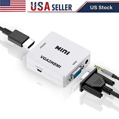 VGA To HDMI 1080P HD HDTV Video Audio Converter Box Adapter For DVD/PC/Laptop • $8.99