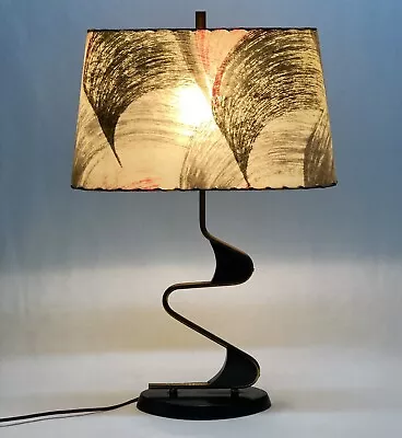 50s 60s Majestic Mid Century Modern Atomic Table Lamp Oval Fiberglass Shade • $425