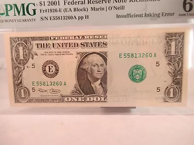 Paper Money Error Insufficient Ink Pmg 66 Epq • $569