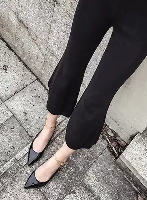 $29.65 • Buy Zara Black OR Silver Ballet Flats Loafers Slippers Mules Pointed Shoes Mirror