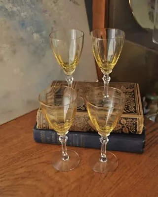 Vintage Fostoria Wine Cordial Topaz Glasses Pattern 5098-5298 • $72