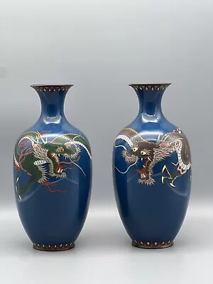 Antique Japan Meiji  Cloisonne Vase W/ Dragon Decoration • $1200