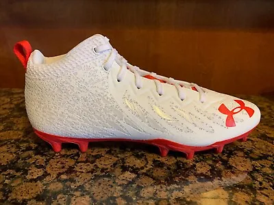 $79.99 • Buy New! Mens UNDER ARMOUR UA SPOTLIGHT 4D FOAM FOOTBALL CLEATS WHITE/RED