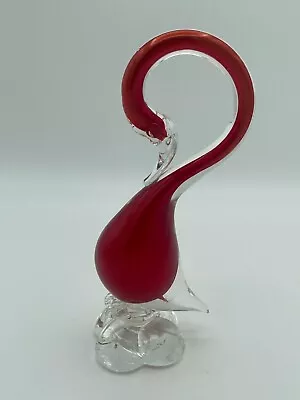 Vintage Handblown Murano Art Glass Red Swan • $57.95