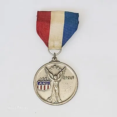 Vintage AAU Age Group Sports Silver Tone Medal Ribbon FOB Bradshaw Summit NJ  • $13.49