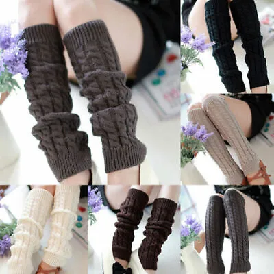 £3.99 • Buy UK Women Ladies Winter Warm Leg Warmers Cable Knit Knitted Crochet Long Socks 