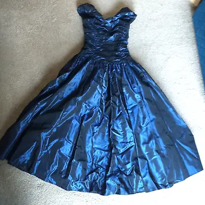 Laura Ashley Electric Blue 80's Taffeta Ball Gown Very Small 10 • £35
