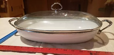 Vintage CHANTAL White Enamel Pan Pot With Lid 15” With Lid RARE • $50