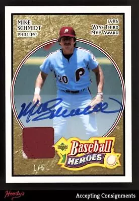 2005 Upper Deck Baseball Heroes Signature Mike Schmidt GAME-USED PATCH AUTO 1/5 • $78