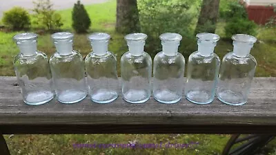 7 Vtg KIMAX-34 TS 19 Lab CHEMIST Apothecary 150ml GLASS BOTTLES Jars W/Stoppers • $99.99