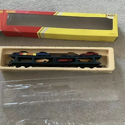 Hornby R6423 Car Transporter Boxed With 6 Cars. Blue. Railroad Livery. • £15