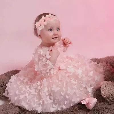 NWT Pink Baby Girl Dress Easter Flower Girl Dress Fancy Tutu Princess Dress • $28.99