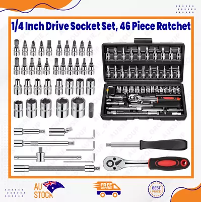 1/4 Inch Drive Socket Set 46 Piece Ratchet Socket Wrench Set 1/4'' Socket Set • $36.99