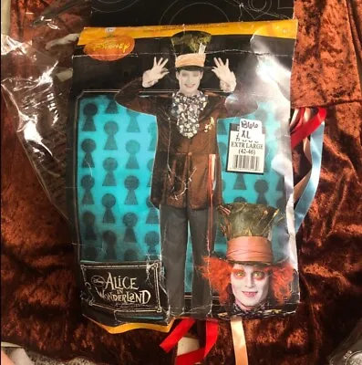 Halloween Disney Costume Mad Hatter Deluxe Alice In Wonderland Men’s  Size XL  • $80