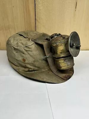 Vintage Coal Miner Soft Cap W/Autolite Carbide Lamp Early 1900's Rare Untested • $43.62