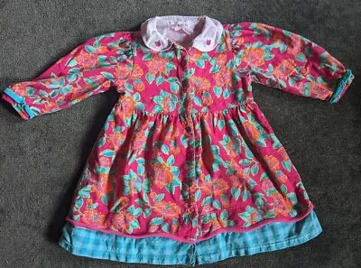 Vintage 1990s Gymboree Rainbow Tag Pink Peter Pan Collar Floral Easter Dress M • $24.99