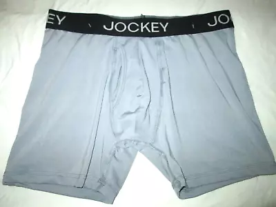 Jockey Men's Boxer Briefs-1 PR-sz M-NEW-GRAY W/ BlACK Waistband-nicely Made-NWOT • $6