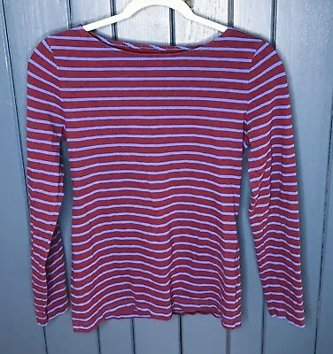 J Crew Maroon Red Blue Striped Long Sleeve Painter Tee Size Small Shirt • $12