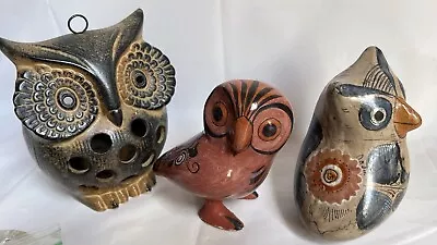 Owl Collection Lot Of 3 Folk Art Collection Sculpture Decorative Figurines Vtg • $24