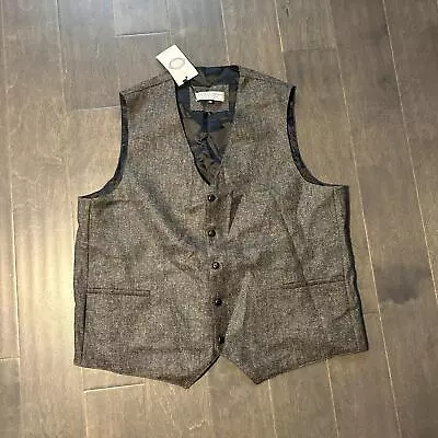 Aran Sweater Market Donegal Tweed Waistcoat Vest Charcoal Size XXL • $54.99