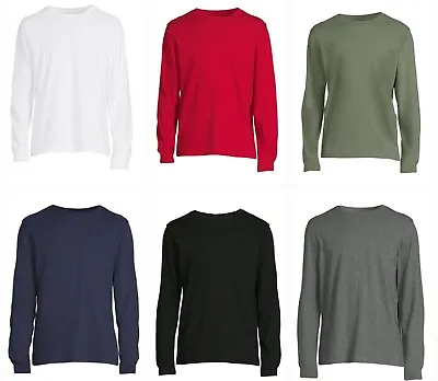 George Men's Pick Color Long Sleeve Crew-Neck Solid Plain T-Shirts Tee: S-3XL • $10.99