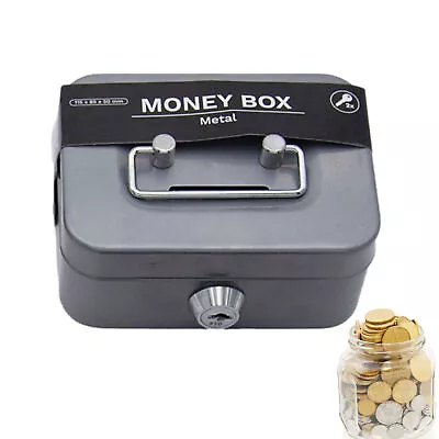 4.5 Locking Cash Box Money Mini Metal Lock Security Safe Money Bank Coin Storage • $10.10