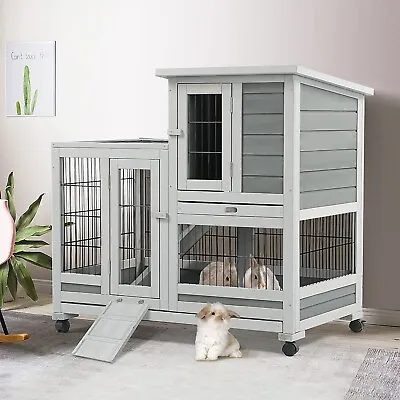 Rabbit Hutch Pet Cage For Small Animals With Run Bunny House Indoor & Outdoor • $114.99