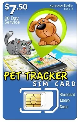 SpeedTalk $7.50 SiM CARD | Pet Tracker And Tracking Devices | 3 In | GSM 4G LTE • $7.50