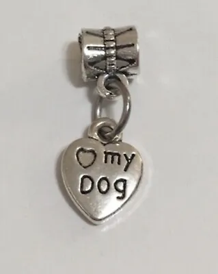 Dog Paw Love Word Heart Charm Slider Bead For Necklace/European Snake ￼Bracelets • $9.95