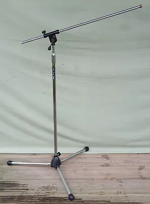 Vintage IMG Stage Line Telescopic Chrome Metal Mic Microphone Floor Boom Stand#1 • £40