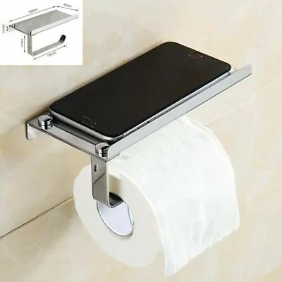 $7.02 • Buy Fast Shipping Toilet Paper Holder With Mobile Phone Storage Shelf Wall Mounted