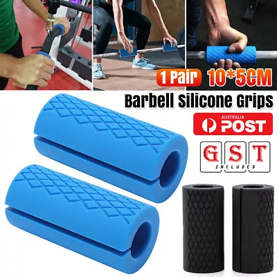 1Pair Thick Fat Barbell Silicone Grips Gym Arm Dumbbell Wrap Grip Weightlift • $22.32