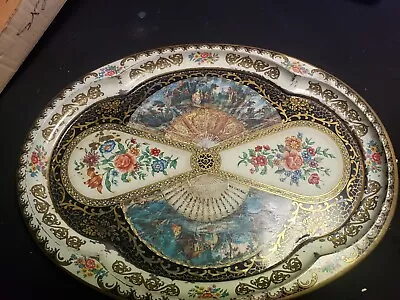 Daher Decorated Ware 1971 Floral Tin Tray Oval 20 X15  Platter Made In England • $38