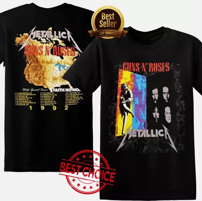 Vintage Guns N Roses Metallica Tour T-Shirt 1992 Unisex Black • $18.99