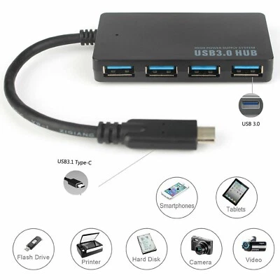 $5.95 • Buy USB 3.0 Type-C Hub (KS31) 4 Port High Speed Slim Compact Expansion Splitter