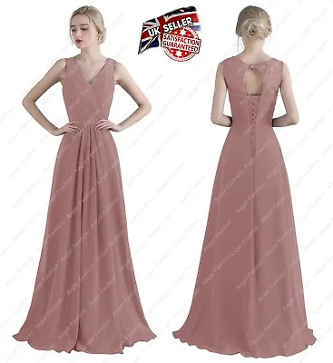 Chiffon Bridesmaid Dress Wedding Maxi Length Formal Party Prom Evening Ball • £34.99