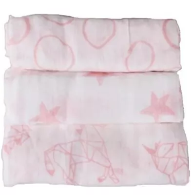 3 Pack Muslin Squares 100% Cotton Baby Soft Swaddle Cloths 71cmx71cm • £11.99