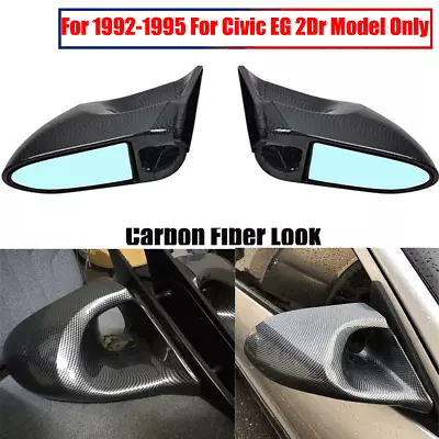 2pc Spoon Style Side Mirror Carbon Fiber Look For Honda Civic EK EG Manual  • $91.07