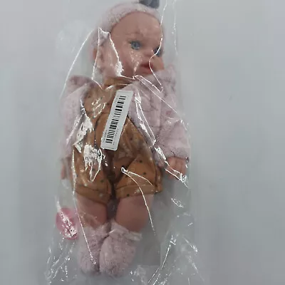 Baby Girl Doll 12In Vinyl Blue Eyes Open Pink Faux Fur Outfit Pacifier # D12-01 • $11.86