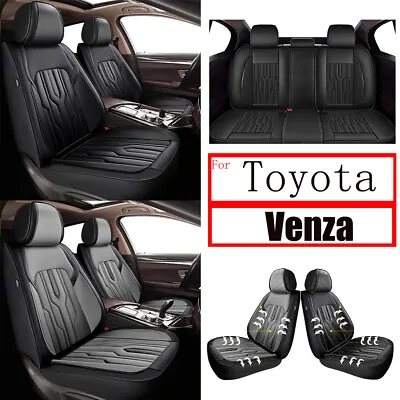 Car Front & Rear 2/5Seat Covers For Toyota Venza 2009-2016 PU Leather Gray/Black • $97.99