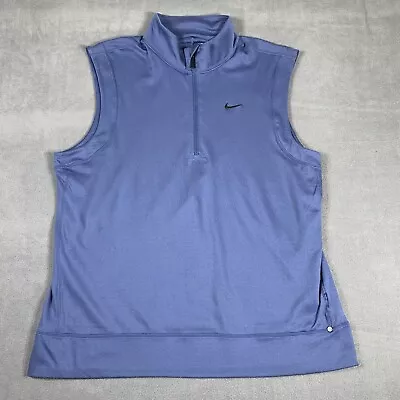 Nike Golf Jacket Adult L Blue Performance Tour Premium Sleeveless 1/4 Zip Mens* • $24.99