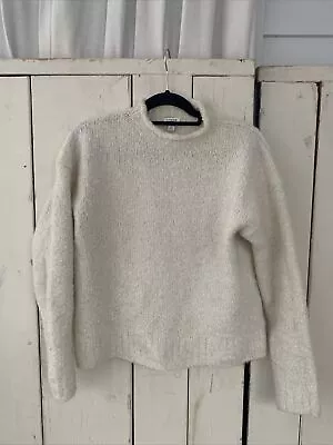 J Crew Sweater Womens M Cream Mock Neck Long Sleeve Pullover Alpaca Wool Blend • $30