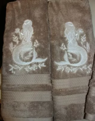 Sheer Mermaid Beauty HAND TOWELS EMBROIDERED SET Beautiful • $28.95